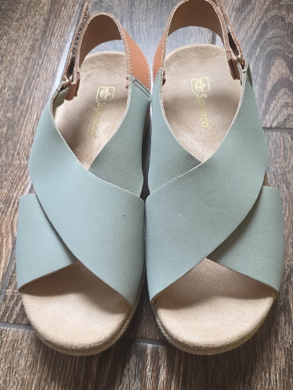 Spano Women's Mint Green Crossband Espadrille Wedge Sandals - Picture 6 of 6